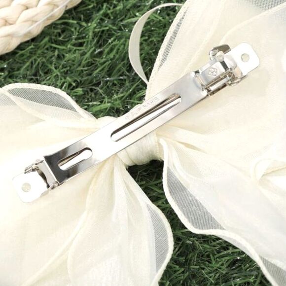 XMAS SALE Handmade Elegant Beige Bow Hair Clip - Picture 3 of 6